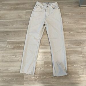 NA-KD Straight High Waist Raw Hem Jeans